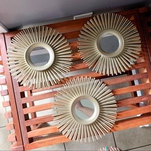 Set of 3 Gold Star Burst Mirrors